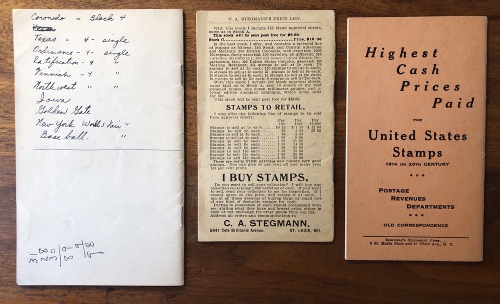 1910 - 1945 Stamp Dealer Price List Catalogs