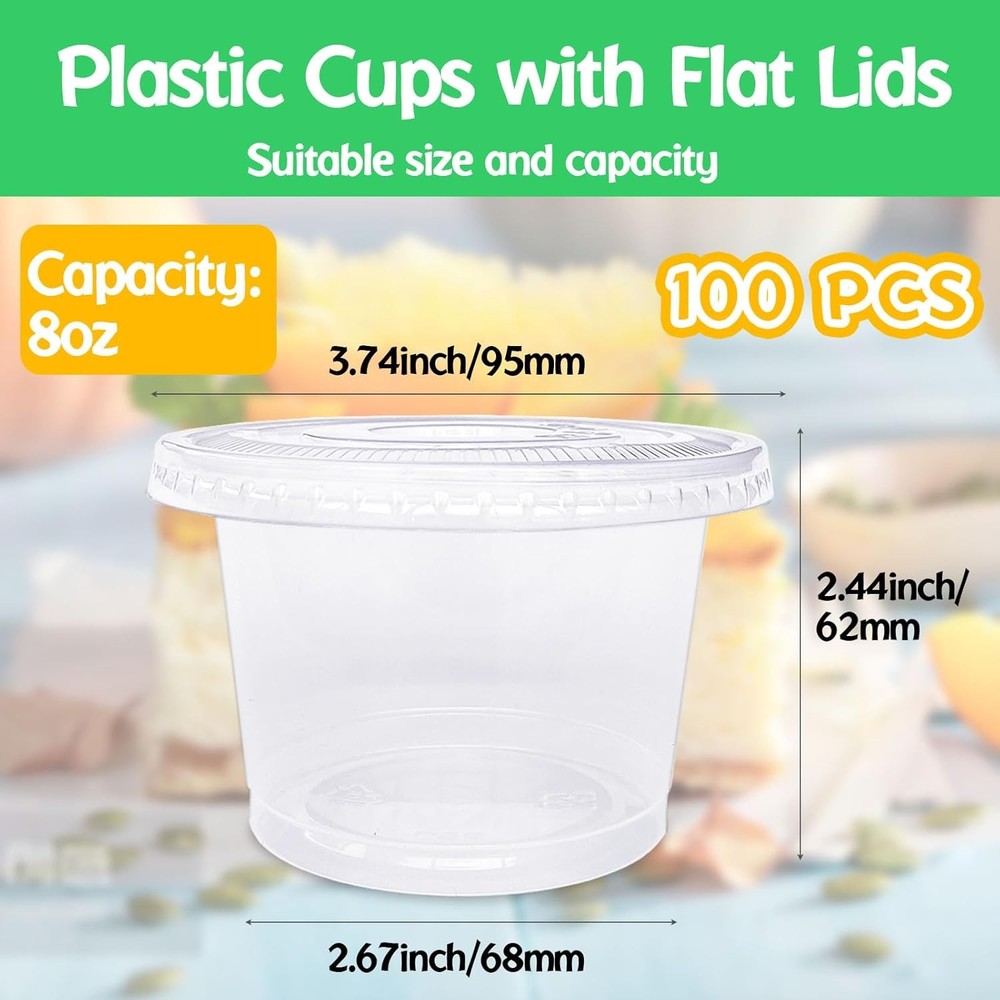 Plastic Cups with Flat Lids, Disposable Clear Cups, Clear Crystal
