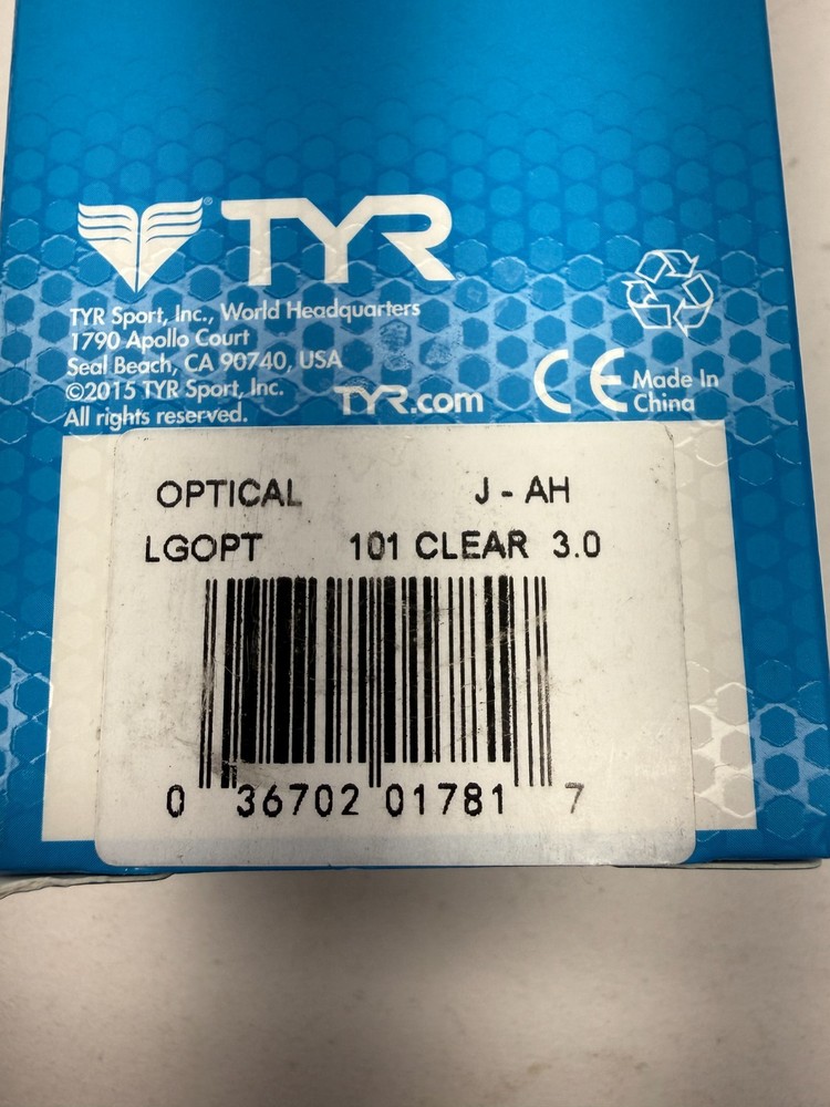 TYR Active Corrective Optical Performance Goggle (Clear, Size-3.0)