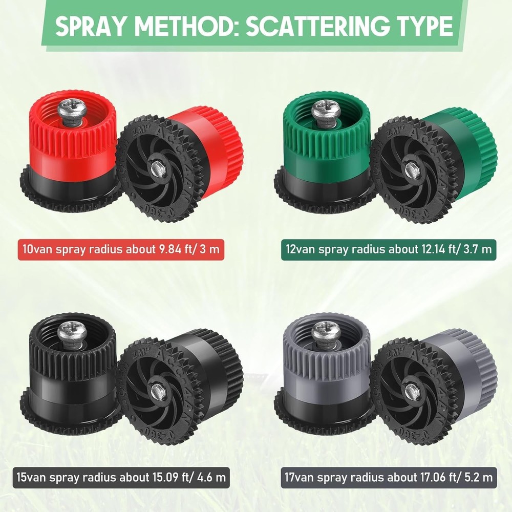 16 Pcs Adjustable Variable Arc Sprinkler Heads for Efficient Lawn Watering