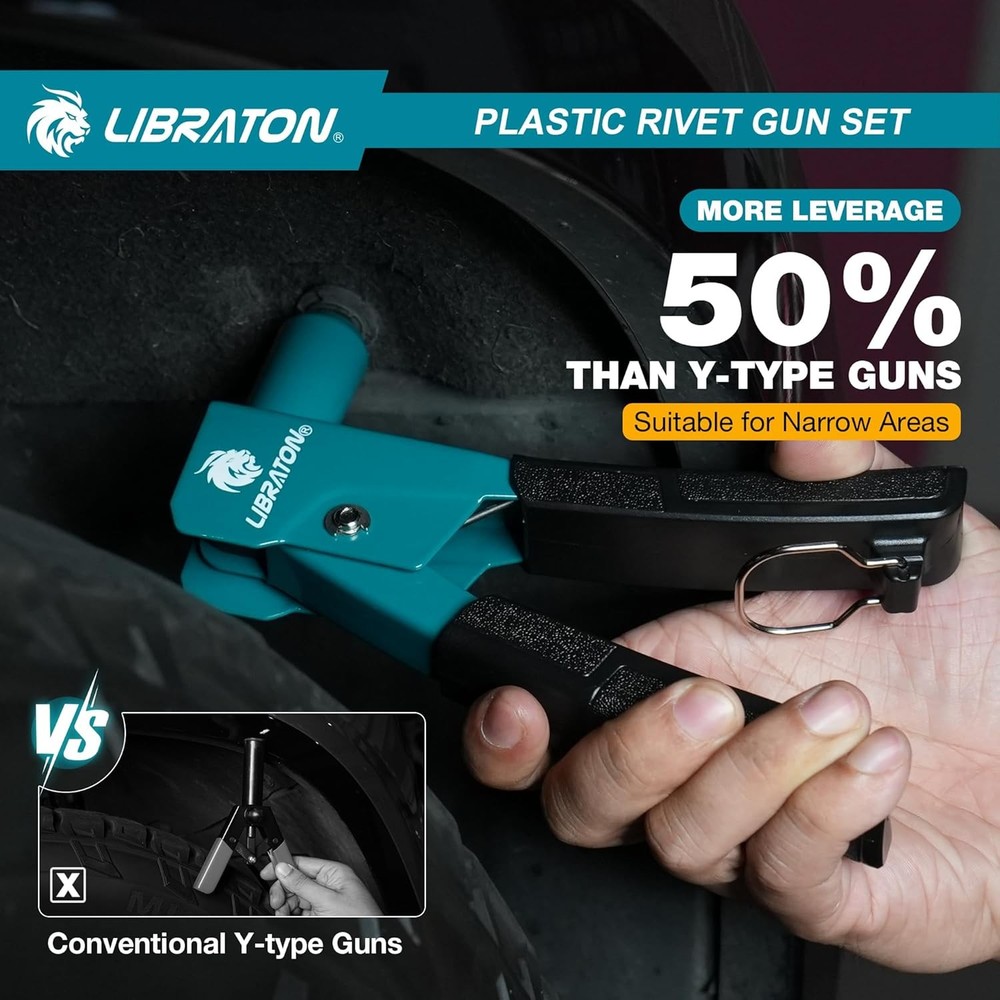90 Degree Plastic Rivet Gun Kit with 40 Nylon Rivets Universal