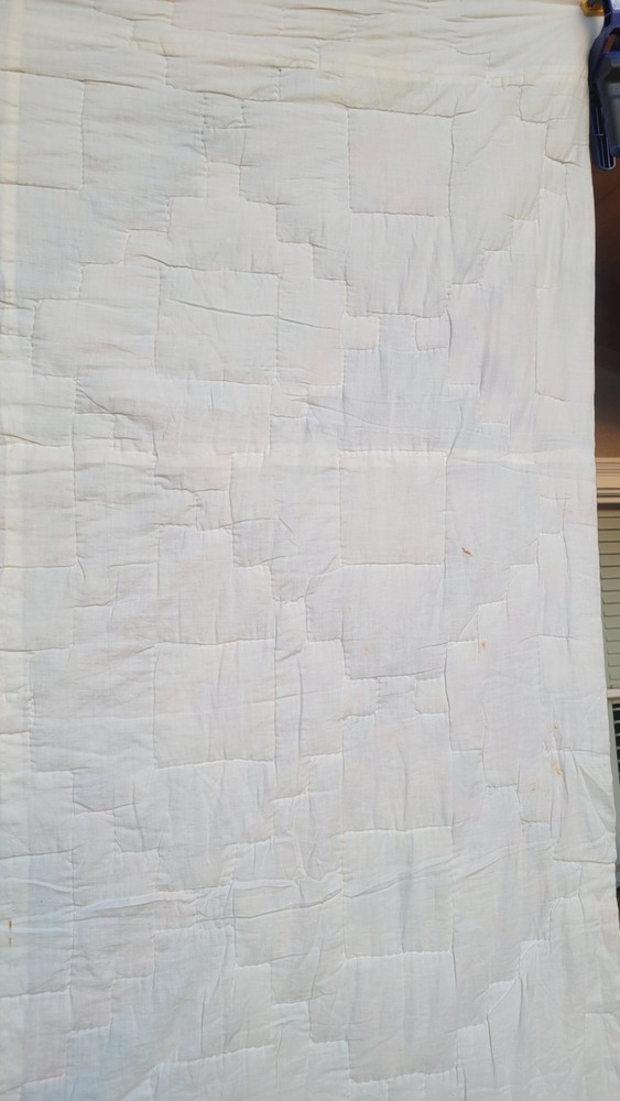 Vintage Handmade Scrap Quilt Large Diamond Patchwork Folk Art Bedspread