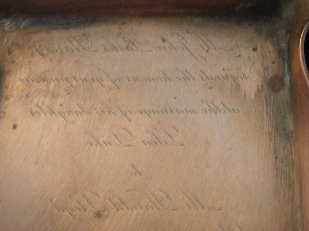 Vintage copper reverse engraved wedding invitation