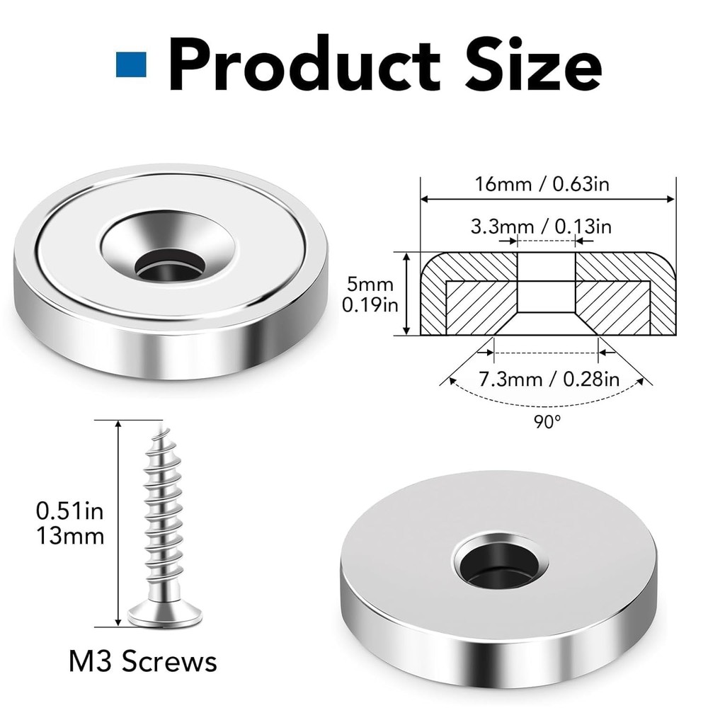 Versatile 6-Pack Neodymium Magnets - 20LBS Pull Force for Cabinets & More