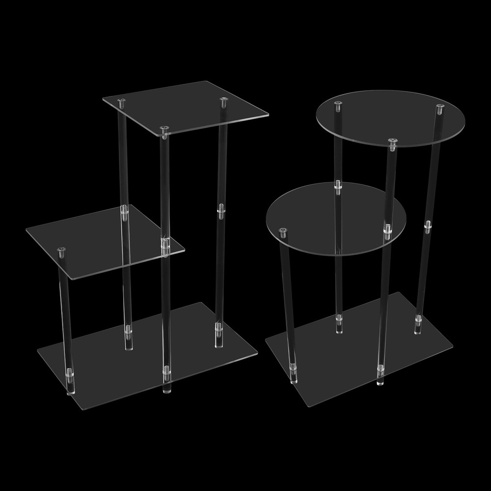 3-Tier Side Table Bedside Table with Open Storage Shelf Clear Side Square Table