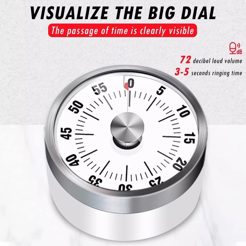 Visual Kitchen Timer Silent Countdown Clock for Home Cooking & Time Management