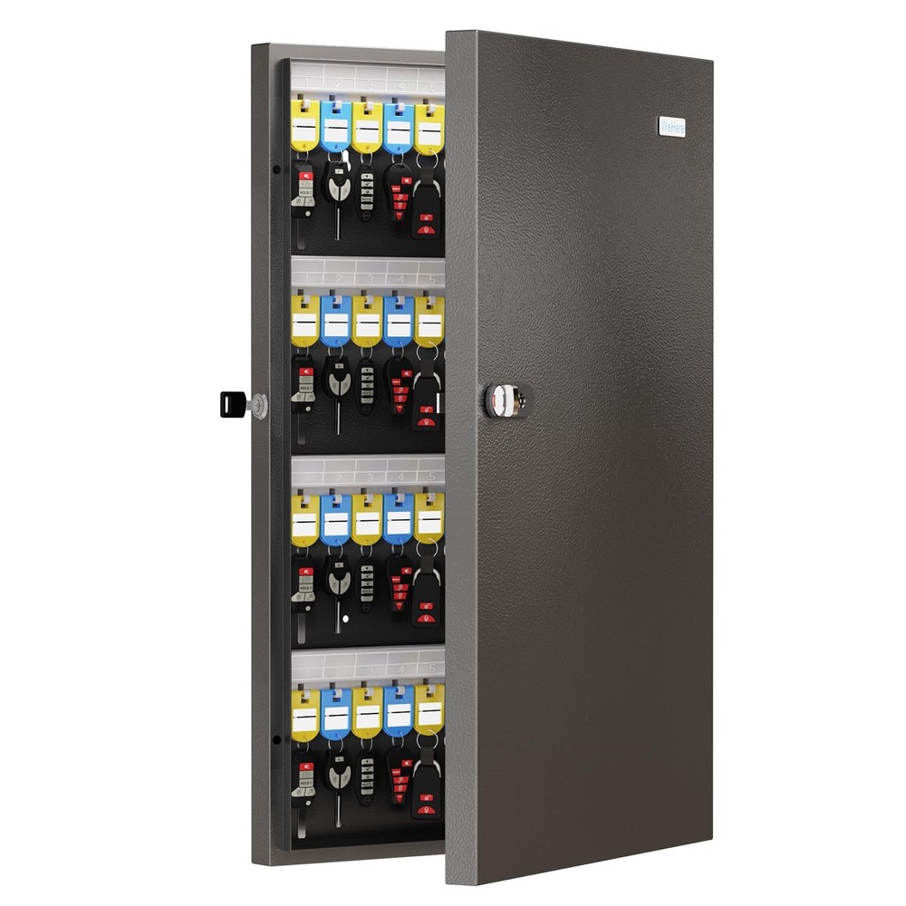 WeHere Key Lock Box Wall Mount(96 Keys), Key Cabinet Security Combination Lockbo