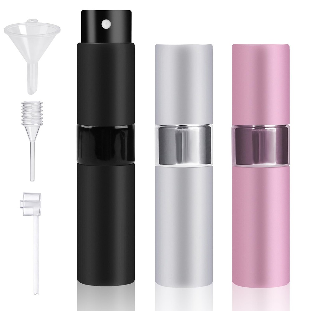8ml Travel Perfume Atomizer Refillable Empty 3pc Portable Cologne Spray Bottle