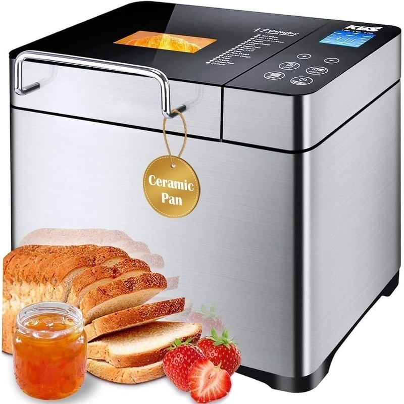 Automatic Bread Machine 710W Non Stick Ceramic Pan 17 Programs Timer Dispenser