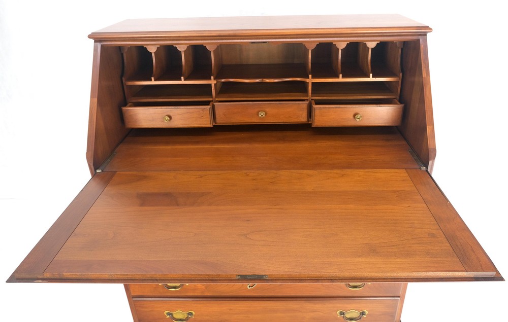 American Solid Cherry 4 Drawers Drop Front Secretary Desk Solid Brass Pulls MINT