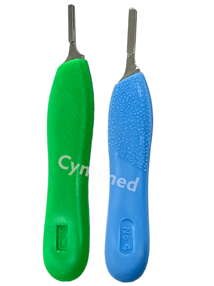 2 Pack - Scalpel Handle #3 and #4, Long Handle, Plastic, with Scale, Round A+