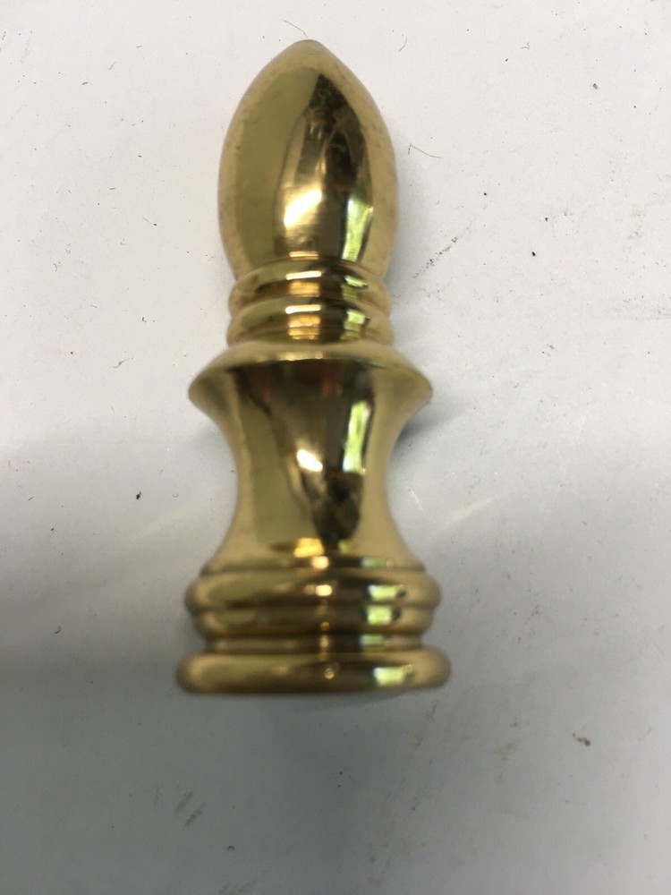 2" TALL Solid Brass Polished Bullet Shaped Lamp Finial 1/4 -27 Thread
