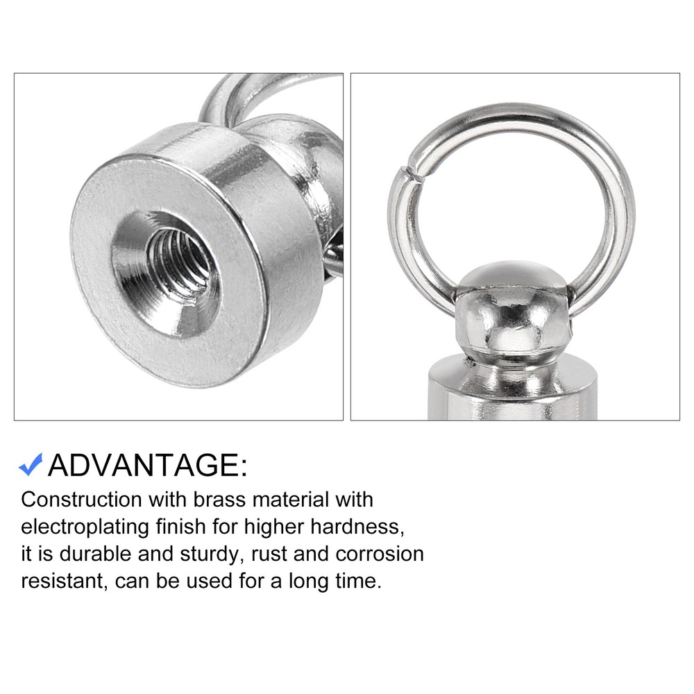 Round Head Pull Ring Rivet Studs 9mm 20Pcs Brass Button Rivets with Screw Silver