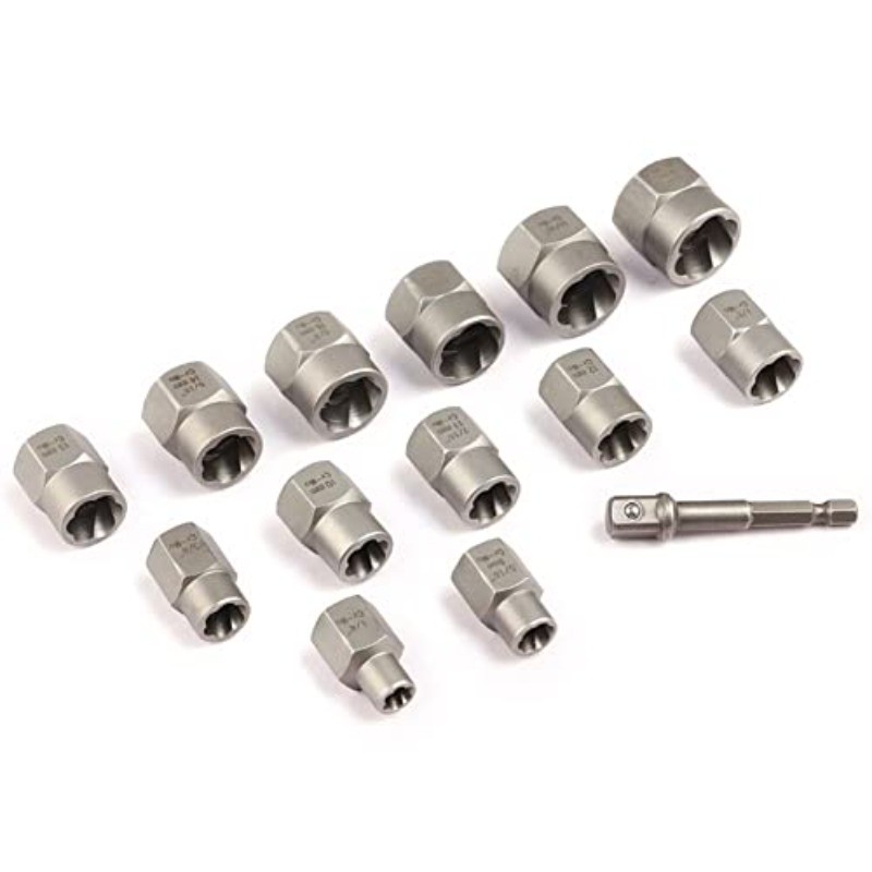 14pc Impact Bolt & Nut Remover Set 3/8" Drive Bolt Extractor Tool Kit With Case