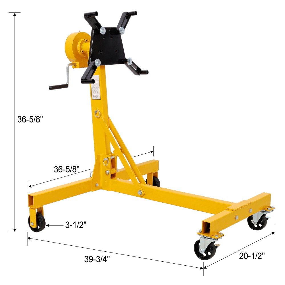 1000lbs Folding Engine Stand, Geared Rotating Head 360° Adjustable Mounting Head