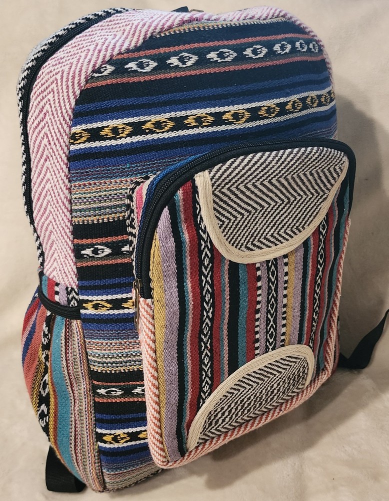 Boho Hemp Backpack | Handmade Large Himalayan Rucksack – Eco Hiking Daypack