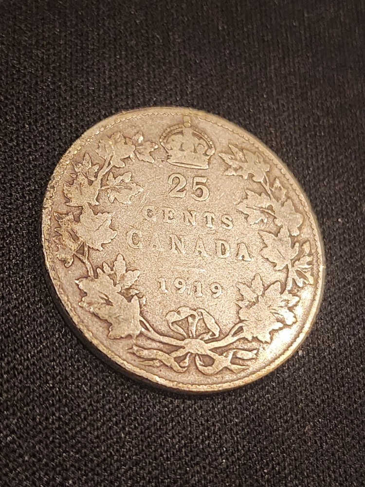 1919 Canada 25 Cents Silver Coin