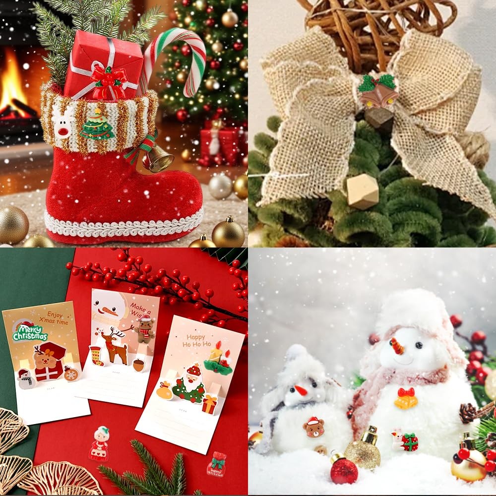 Vellibring 120PCS Christmas Cute Resin Flatback Slime Small,