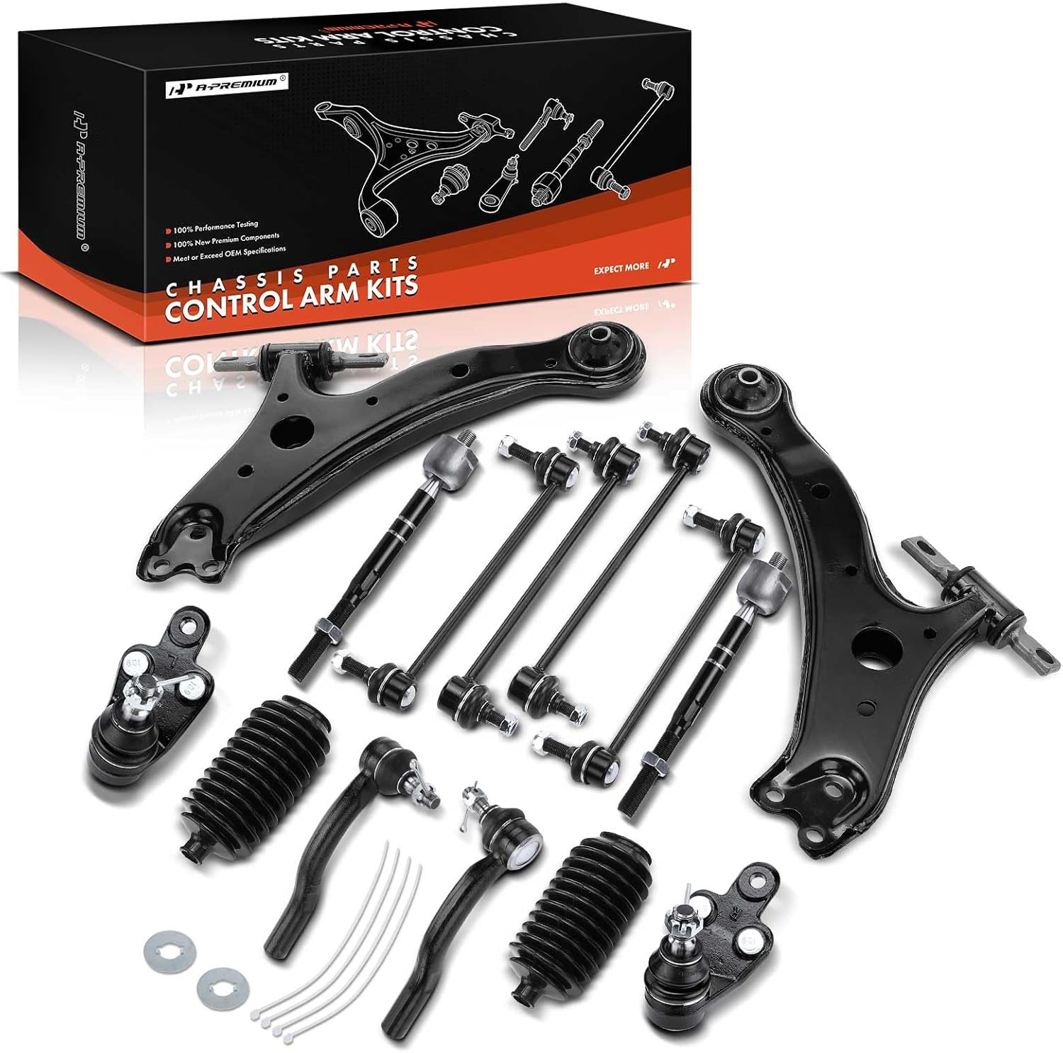 Set of 14 Front Suspension Control Arm Tie Rod Sway Toyota Camry Hybrid 2007-11