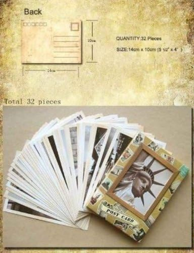 32 PCS 1 Set Vintage Retro Old Travel Postcards for Worth Collecting