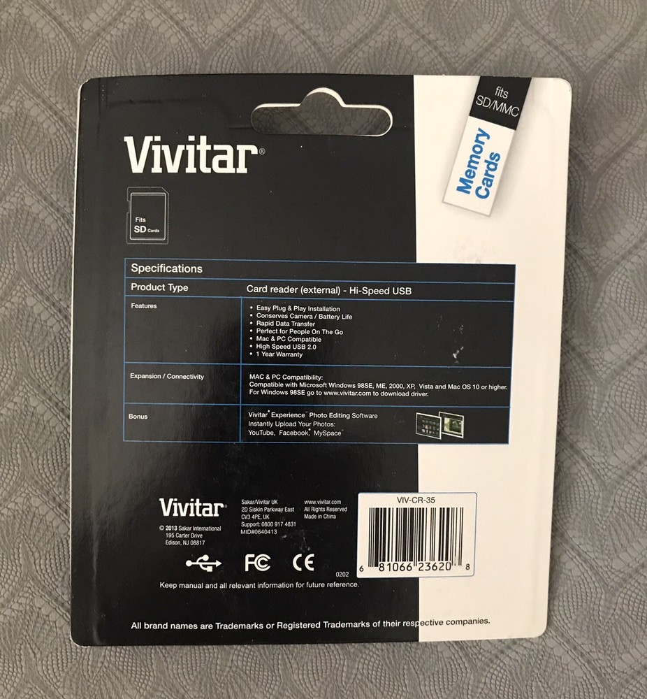 Secure Digital Card Reader, Writer, by Vivitar