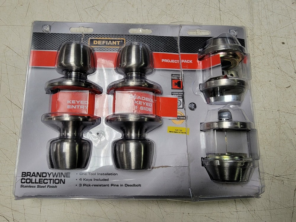 Defiant Brandywine Stainless Steel Single Cylinder Keyed Entry Project Pack