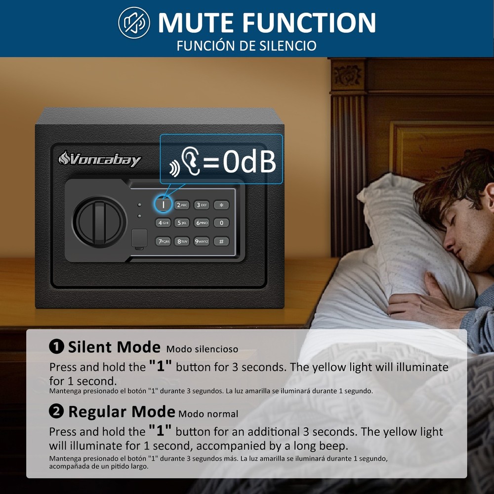 Digital Fireproof Safe Money Box Security Case Sensor Light Emergency Power Mute