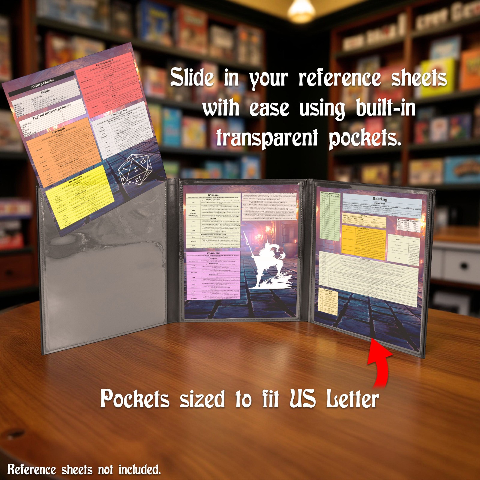 CASEMATIX 3-Panel DM Screen Faux Leather GM Screen for TTRPGs DND RPG Black