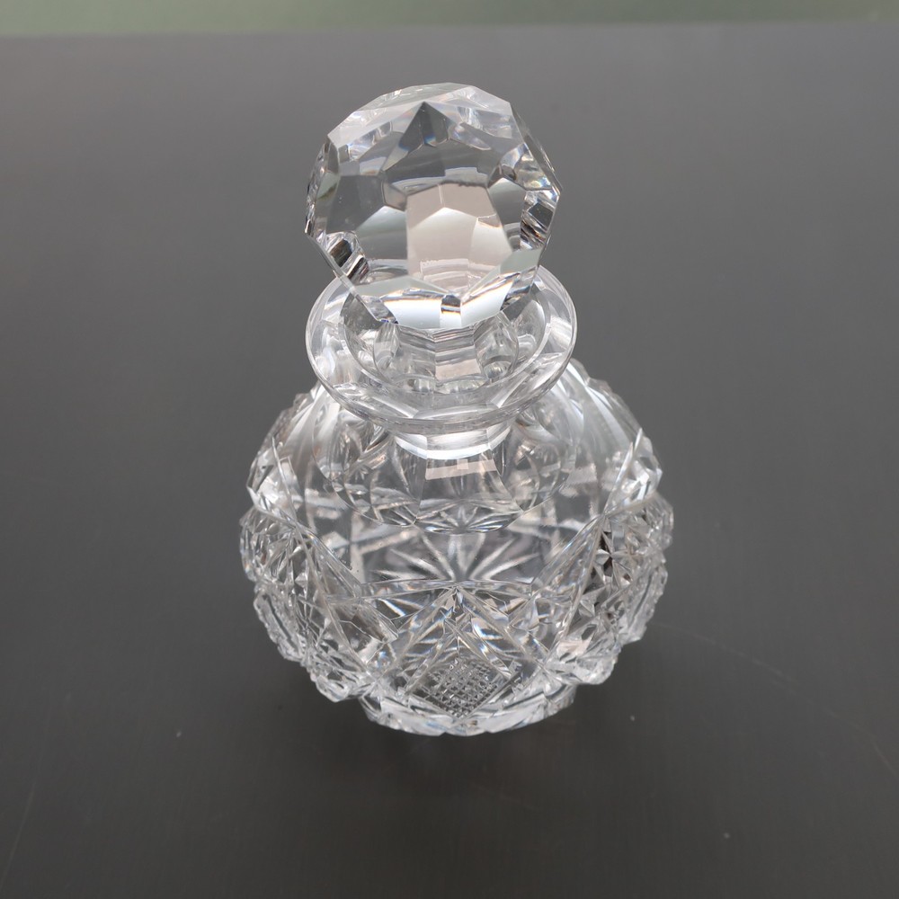 Small Hand Cut Glass Crystal Perfume Bottle