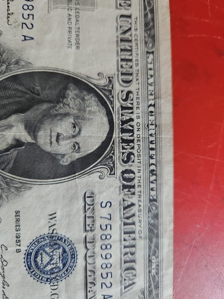 $1 1957B Silver Certificate OVER INKING ERROR !!
