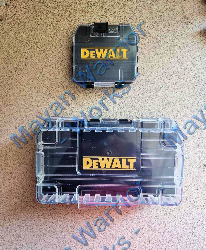 2 ea Dewalt Tough Case Clear Top/Black Bottom & small blk case screw Bit Storage