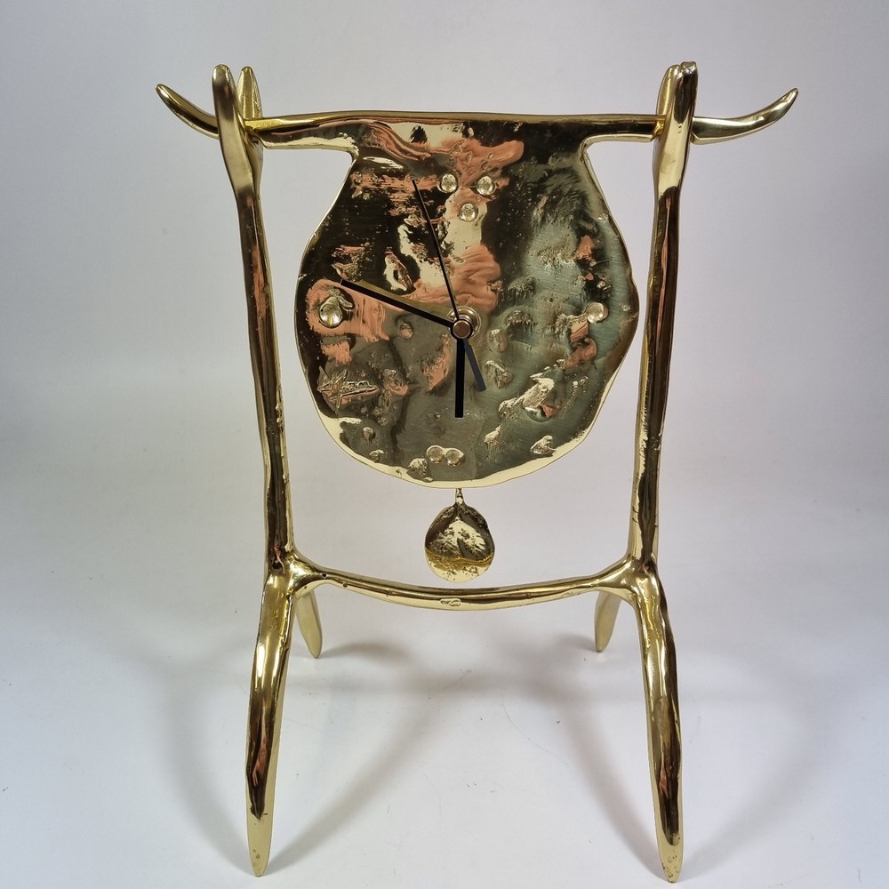 David Marshall Signed Brass Clock 20th Century 30cm High
