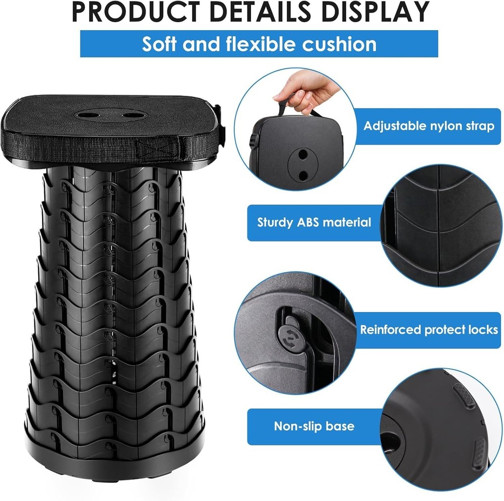 Collapsible Stool - Lightweight Folding Stool, 485lbs Capacity, Portable for ...