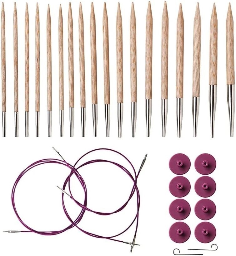 Options Wood Interchangeable Knitting Needle Set - 4-11 Sunstruck