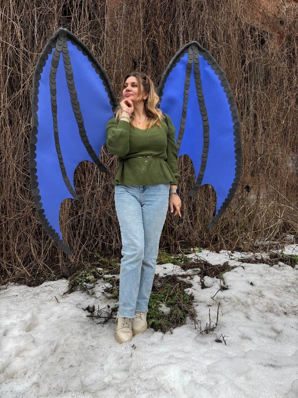 Dragon Cosplay Wings with Demon Tail Gothic Dark Angel Costume Big Black Bat