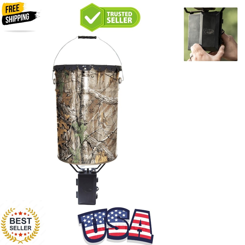 Quick-Set 50 lb Bucket Feeder with PCell Timer Hanging Game Feeder for Corn &...