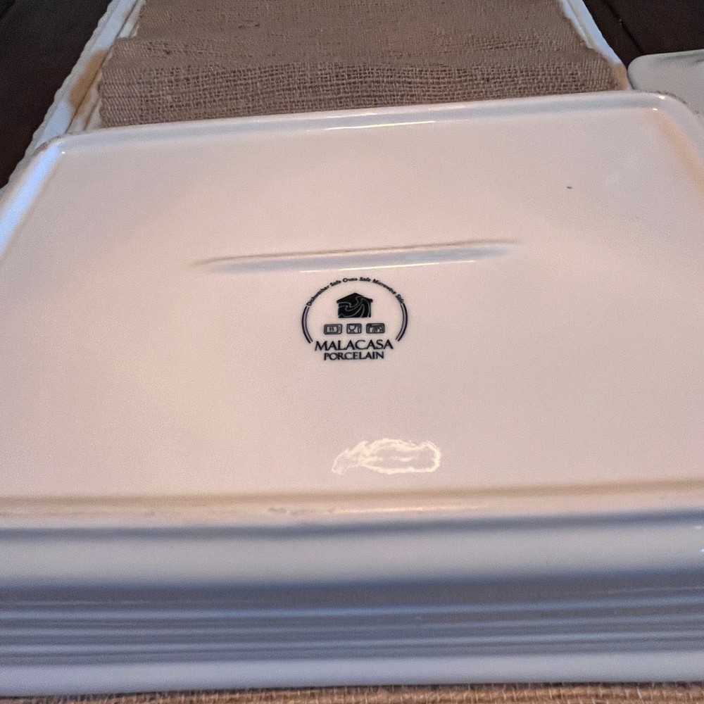 Malacasa Porcelain Casserole Dish with Lid Rectangular Baking Pan White