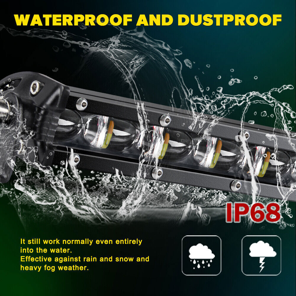 Slim 32'' Strobe Single Row LED Work Light Bar Driving Offroad Truck SUV Wire