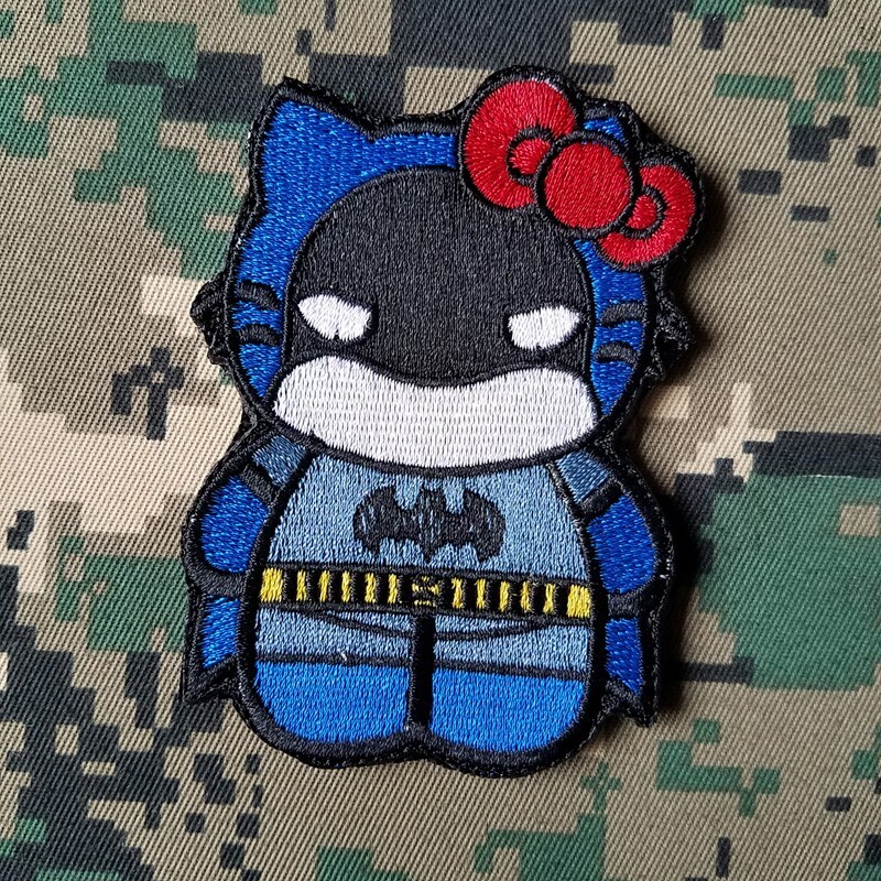 Warrior Hello Kitty x Batman Logo Cartoon Tactical Hook Loop Patch Badge Blue*P