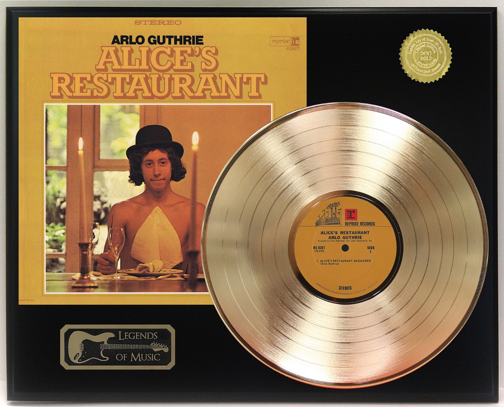 Arlo Guthrie - Alice's Restaurant Gold LP Record Plaque Display