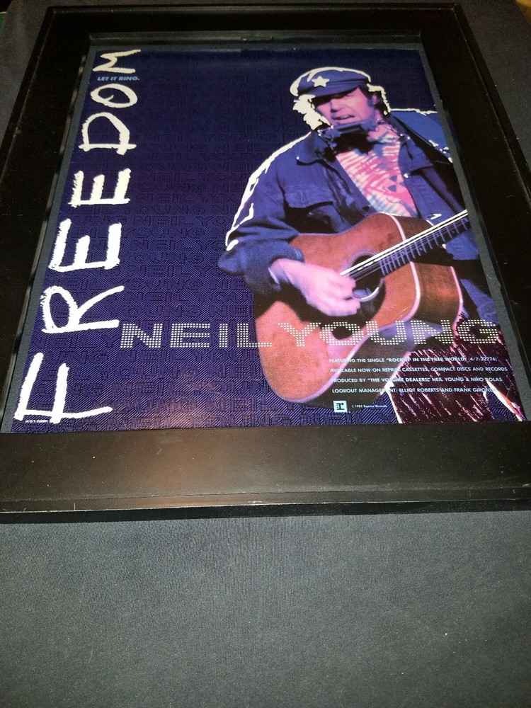 Neil Young Freedom Rare Original Promo Poster Ad Framed!