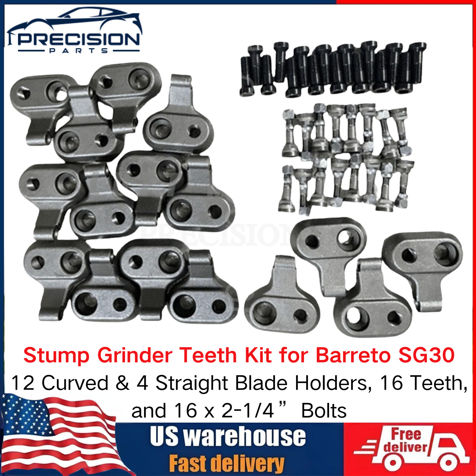 For BARRETO SG30 Stump Grinder Teeth Kit W/ 2-1/4" BOLTS Replace Grinder Teeth