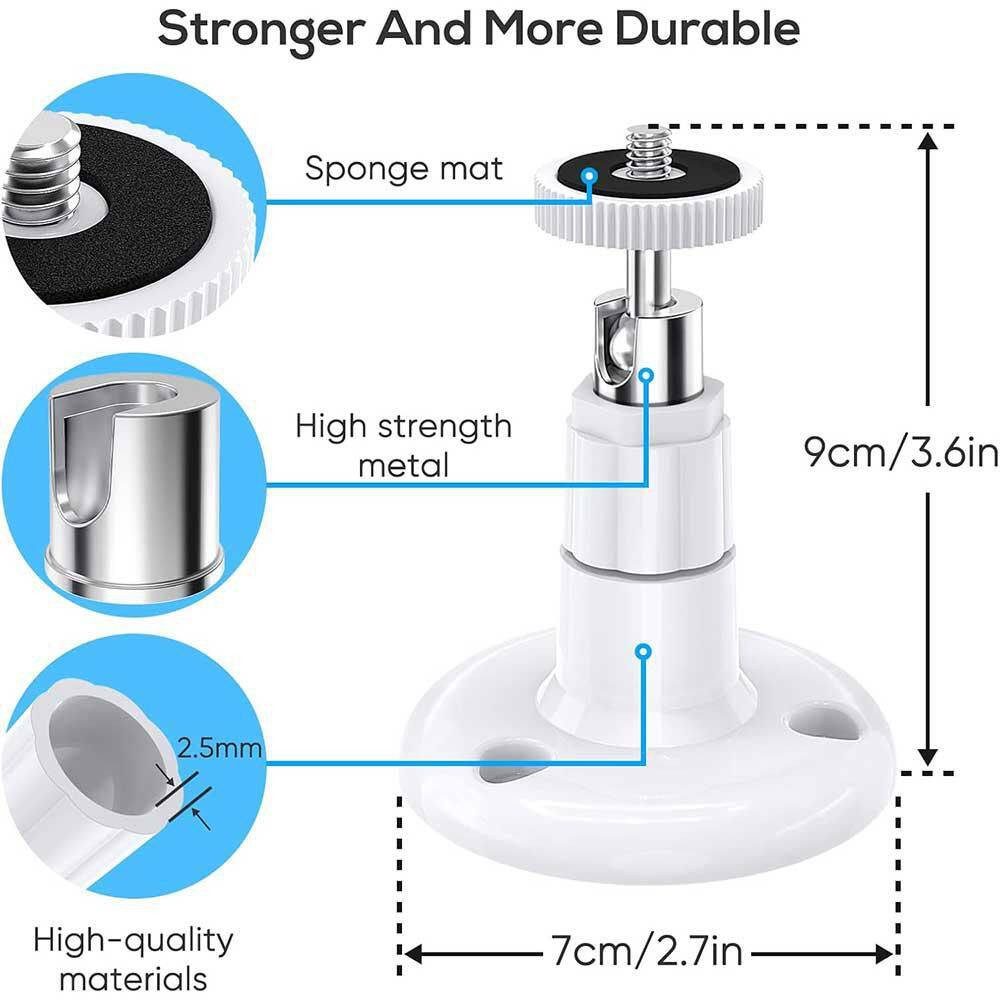 360° Swivel Adjustable Wall Mount for Security Cameras, 2-Pack