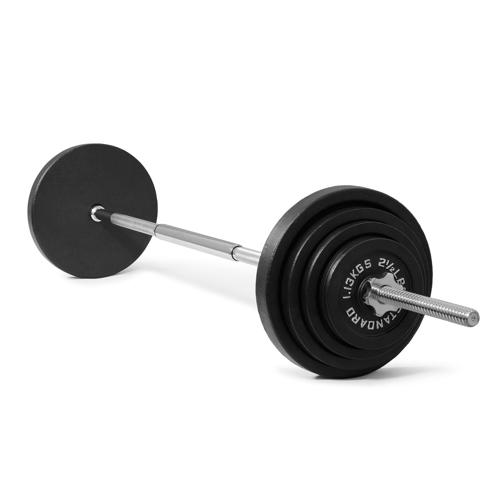 100Lb Standard Cast Iron Weight Set with 3-Pc Bar