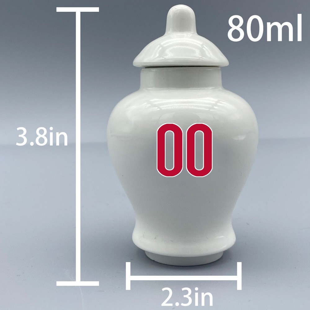 Ceramic Mini Urn for Cincinnati Reds Baseball Theme, Custom Text & Number