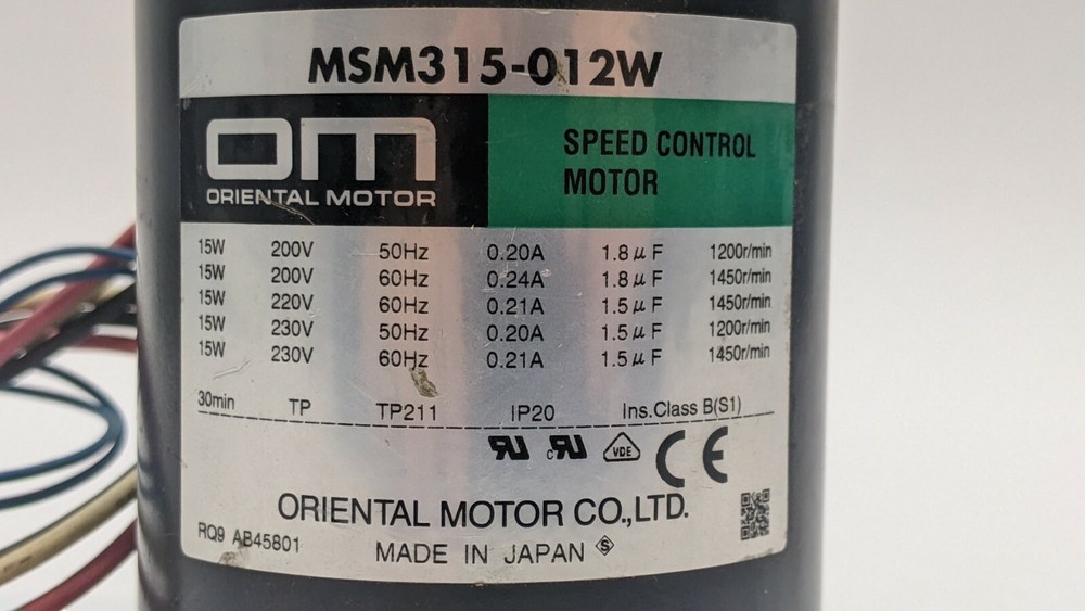 Oriental Motor MSM315-012W Speed Control Motor