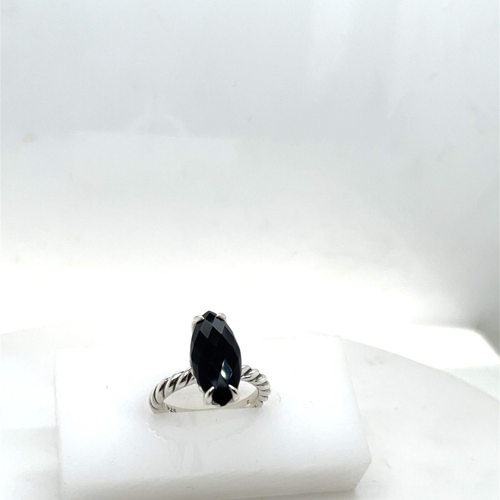 David Yurman Sterling Silver and Onyx Ring Size 4.25