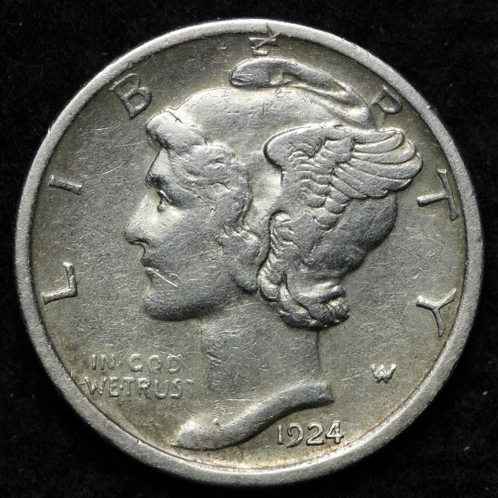 1924-D Mercury Silver Dime AU E171 WZLM