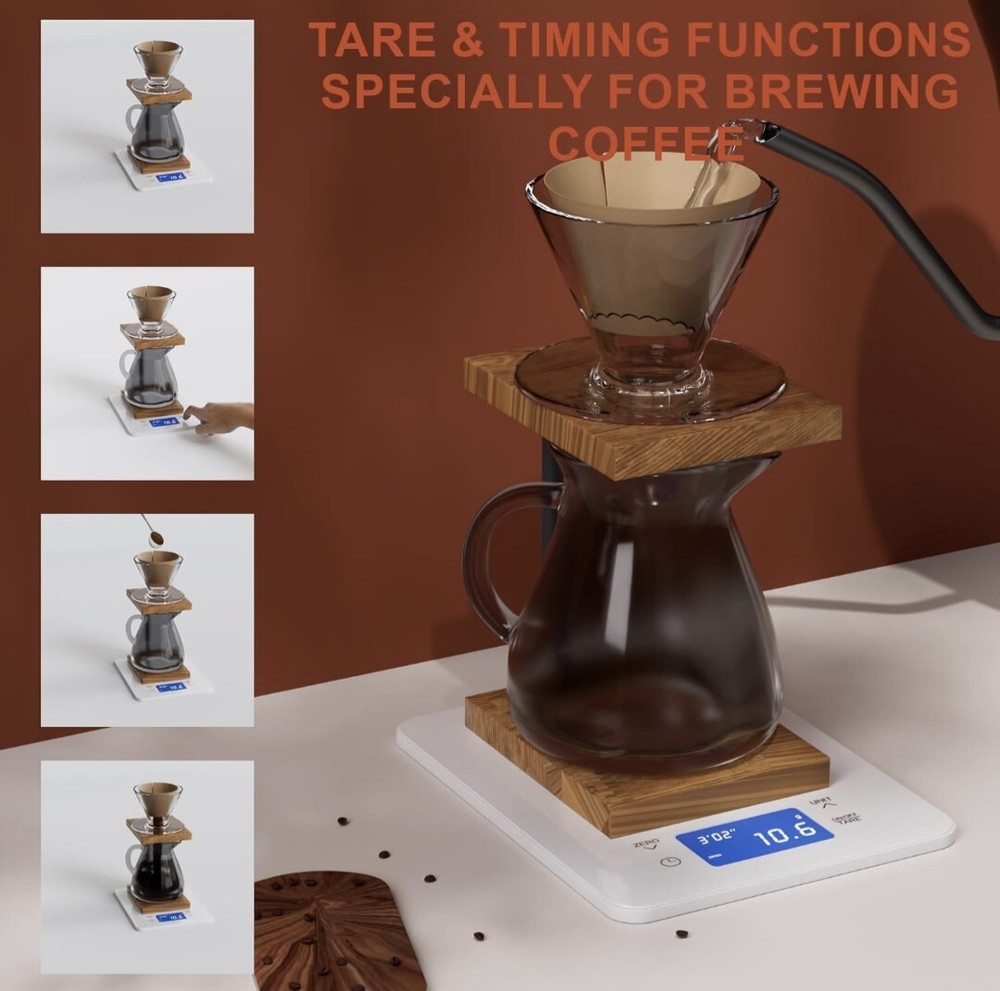 High Precision Coffee Scale With Timer Battery Power Supply Waterproof Tempered