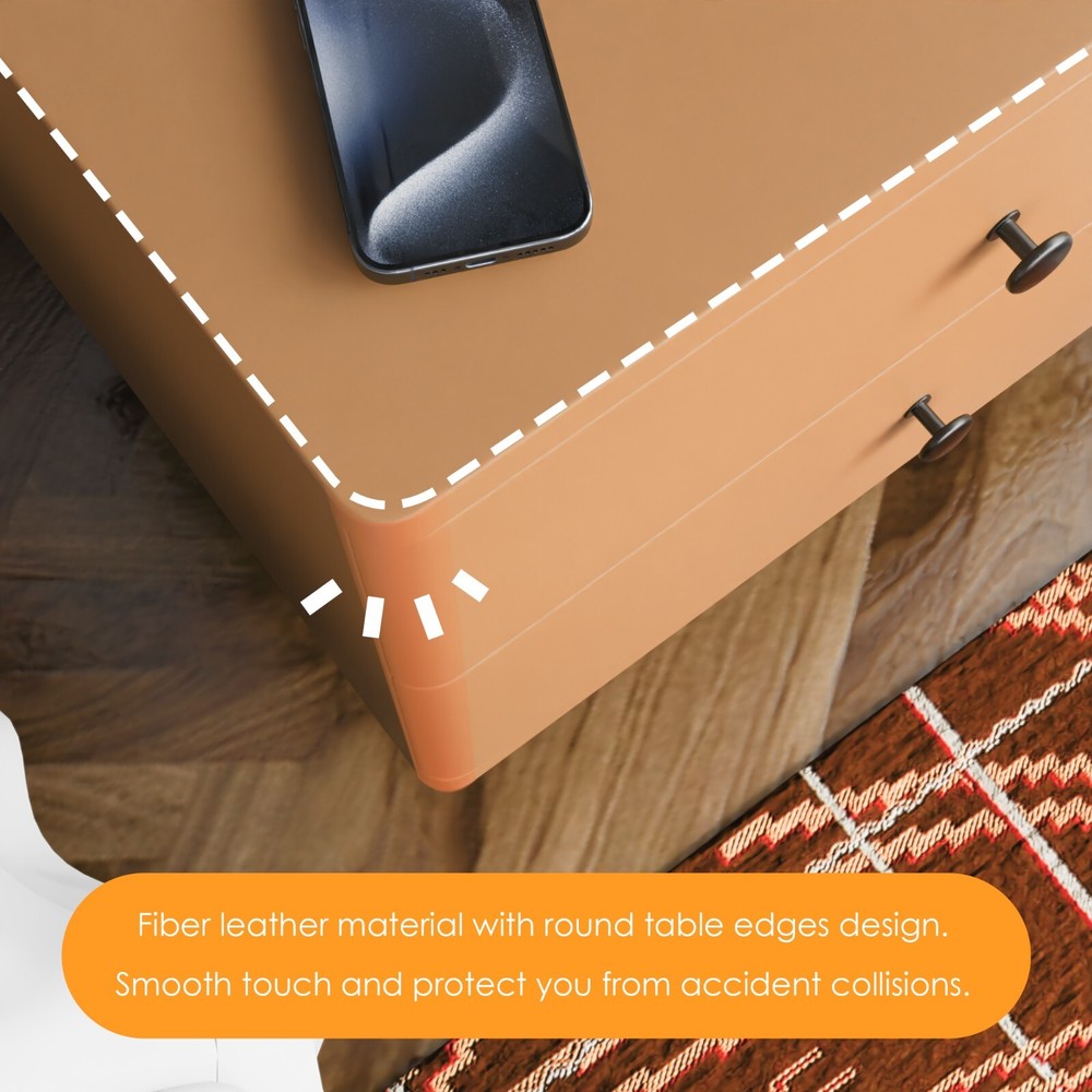 Orange double drawer solid wood bedside table convenient and easy to install